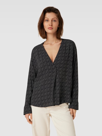 Esprit Blouse van viscose met all-over motief Zwart - 4