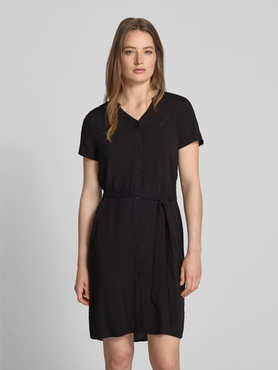 Vila Knielanges Kleid aus Viskose mit Bindegürtel Black 4