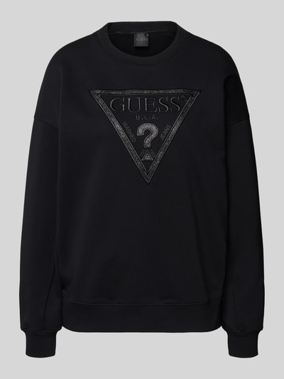 Guess Sweatshirt met ronde hals en labelstitching Zwart - 2