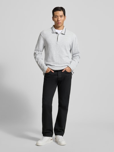 Scotch & Soda Poloshirt mit kurzer verdeckter Knopfleiste Mittelgrau Melange 1