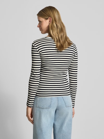 PIECES Slim Fit Langarmshirt aus Baumwoll-Mix  Marine 5