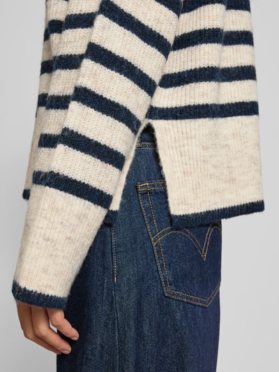 PIECES Relaxed Fit Strickpullover mit Woll-Anteil Modell 'LINE' Beige Melange 3