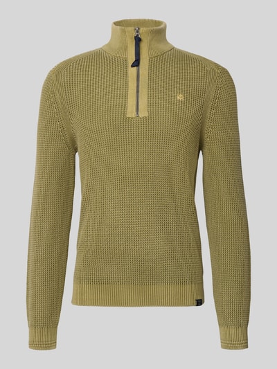 Lerros Slim fit schipperstrui in gebreide look Kaki - 2