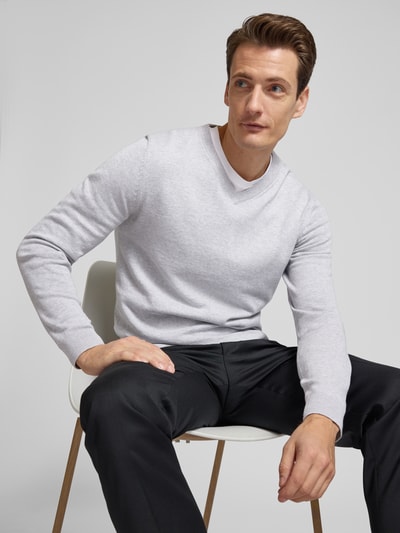 Tom Tailor Regular Fit Strickpullover aus reiner Baumwolle Hellgrau 3