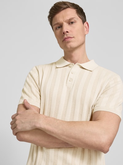 MCNEAL Regular fit poloshirt met structuurmotief Beige - 3