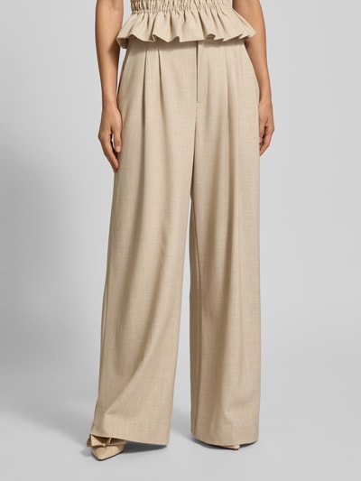 Gestuz Wide Leg Stoffhose mit Bundfalten Beige 4