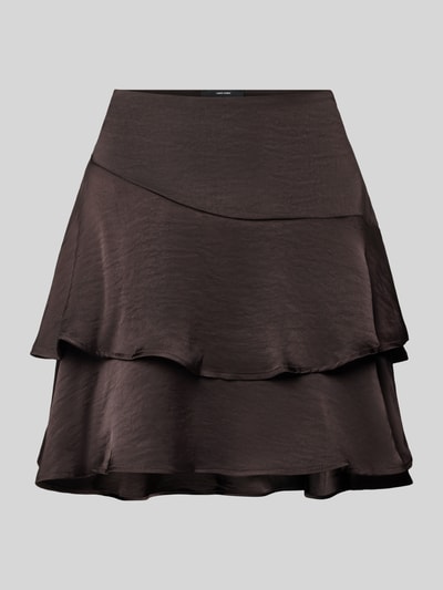 VERO MODA A-Linien Mini-Rock mit Volants Modell 'MIRO' Schoko 1