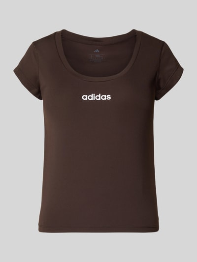 adidas Sportswear Slim fit sport T-shirt met labelprint Donkerbruin - 2