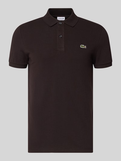 Produktfoto, Slim Fit Poloshirt aus reiner Baumwolle von Lacoste, Optik: Unifarben, Logo-Stitching, Polokragen, Kurzarm, gerippt, Piqué