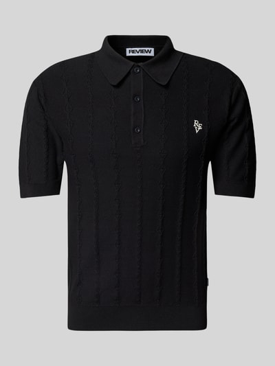 REVIEW Regular Fit Poloshirt mit Label-Stitching Black 2