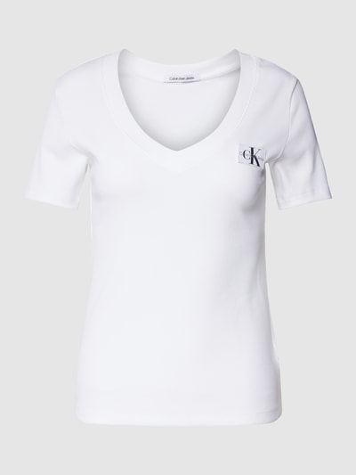 Calvin Klein Jeans T-shirt in riblook Wit - 2