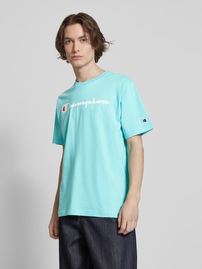 CHAMPION T-shirt met labelprint Aquablauw - 4