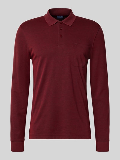 Christian Berg Men Regular fit poloshirt in design met lange mouwen Bordeaux - 2