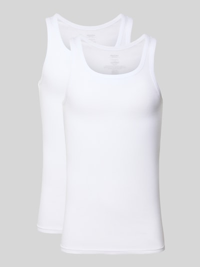 Snocks Tanktop met geribde ronde hals in een set van 2 stuks Wit - 1