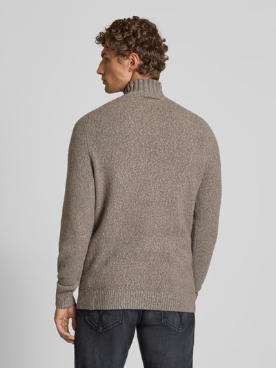 Profuomo Wollpullover mit Stehkragen Hellbraun 5