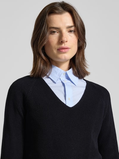 Zero Strickpullover mit V-Ausschnitt Marine 3
