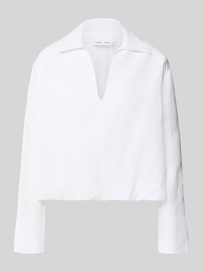 Productfoto, witte Regular Fit Blouse van viscose met V-hals Model 'DAPHNE' van Samsøe Samsøe, soepele stof, opstaande kraag, damesmode