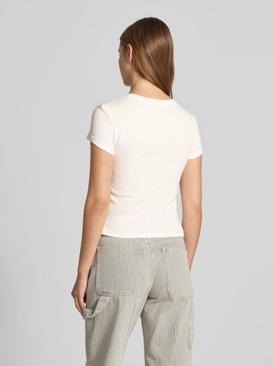 Review T-shirt met motiefstitching en ronde hals Wit - 5