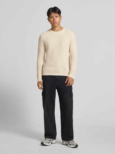 REVIEW Regular Fit Strickpullover aus reiner Baumwolle Ecru 1