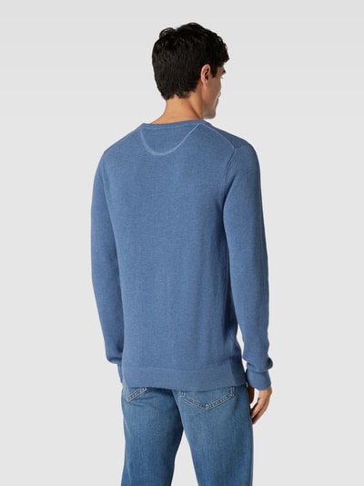 Gant Gebreide pullover met labelstitching Oceaanblauw gemêleerd - 5