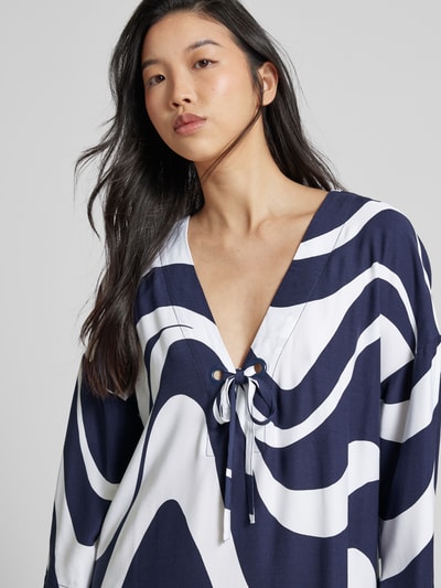 Esprit Knielange jurk met all-over print, model 'WAVE BEACH' Donkerblauw - 3