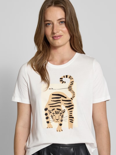 Oui T-Shirt mit Motiv-Print Weiss 3