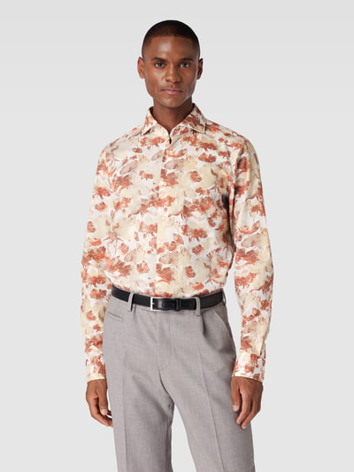 JOOP! Collection Slim Fit Business-Hemd mit Allover-Muster Modell 'Pai' Rostrot 4