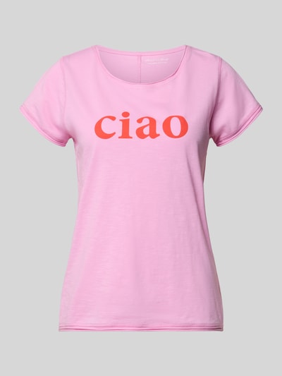 Produktfoto, T-Shirt mit Statement-Print und Rundhalsausschnitt von Christian Berg Woman in Rosa mit Rollsaum aus Reine Baumwolle Regular-Fit
