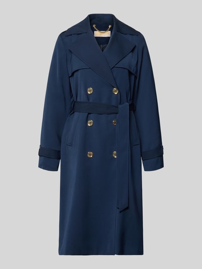 Produktfoto, Zweireihiger Trenchcoat mit Bindegürtel van MICHAEL Michael Kors in donkerblauw, regular fit, reverskraag, gladde textuur
