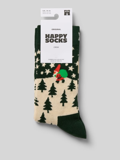 Happy Socks Skarpety o kroju regular fit z wyhaftowanym motywem model ‘Santa’ Ciemnozielony 3