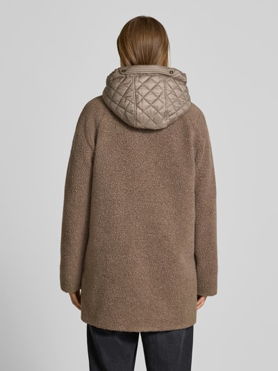 Gil Bret Kurtka z mieszanki wełny z kapturem i nakładanymi kieszeniami Beżowy melanż 5