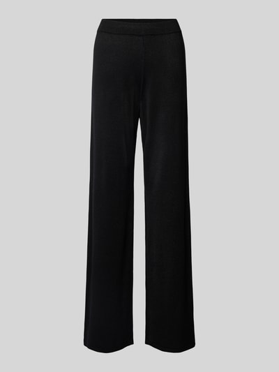 Vero Moda Wide leg gebreide broek met elastische band, model 'NALINA' Zwart - 2