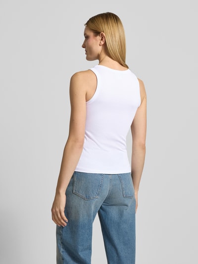MM by Max Mara Top w efekcie prążkowania z okrągłym dekoltem Złamany biały 5