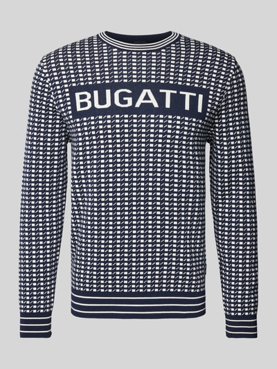 bugatti Strickpullover mit Label-Print Oliv 2