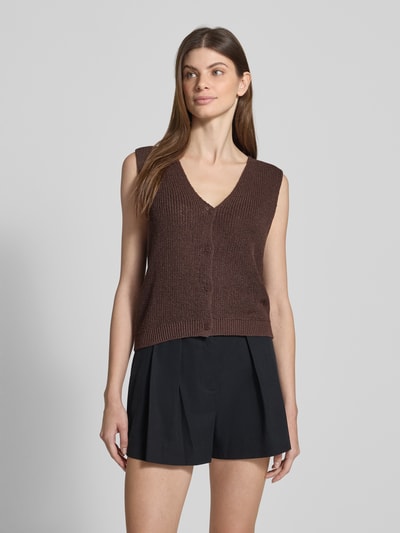 Mango Weste mit V-Ausschnitt Modell 'PALOMA' Dunkelbraun 4