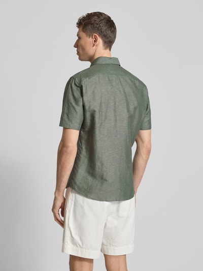 Jake*s Slim Fit Freizeithemd aus Leinen-Mix Schilf 5