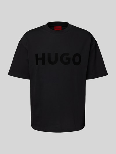 HUGO Oversized T-Shirt mit Label-Print Modell 'Dinkee' Black 1