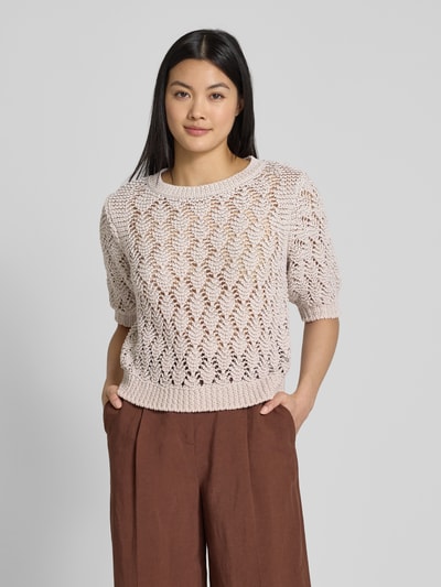 monari Gebreide pullover met 1/2-mouwen Beige - 4