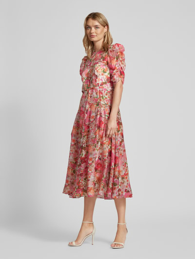 Ted Baker Midikleid mit Puffärmeln Modell 'BOTANI' Pink 1