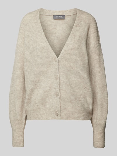 MOS MOSH Gebreide cardigan met diepe V-hals, model 'THORA' Beige - 2