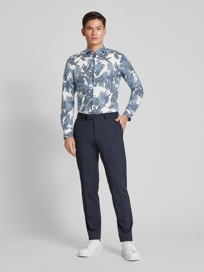 Joop! Slim Fit Slim fit vrijetijdsoverhemd met all-over print, model 'Pai' Marineblauw - 1