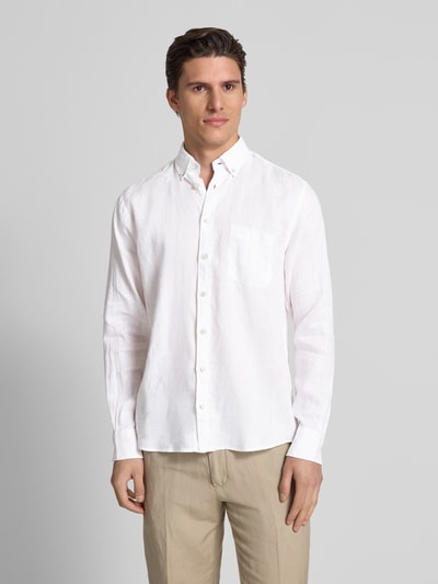 Fynch-Hatton Regular Fit Leinenhemd mit Button-Down-Kragen Weiss 4