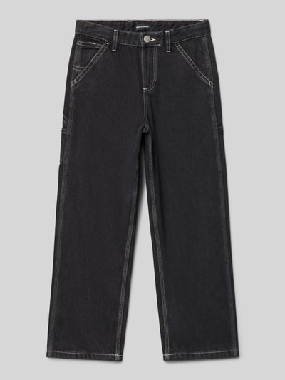 Jack & Jones Jeansy o szerokim kroju z naszywką z logo model ‘Alex’ Czarny 1