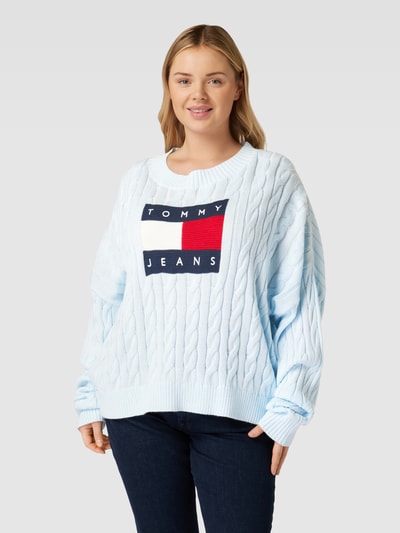 Tommy Jeans Curve Sweter z dzianiny PLUS SIZE ze ściegiem warkoczowym Jasnoniebieski 4