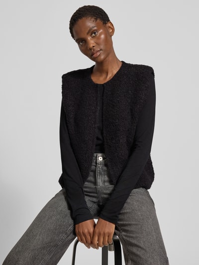 Lanius Gilet in bouclélook met ronde hals Zwart - 3