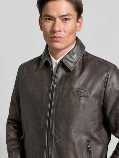 Diesel Leren jack van runder nappa model 'L-AMAR-WRD' Middenbruin - 3