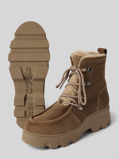 Marc O'Polo Schnürstiefel aus Velours-Leder und Warmfutter Taupe 4