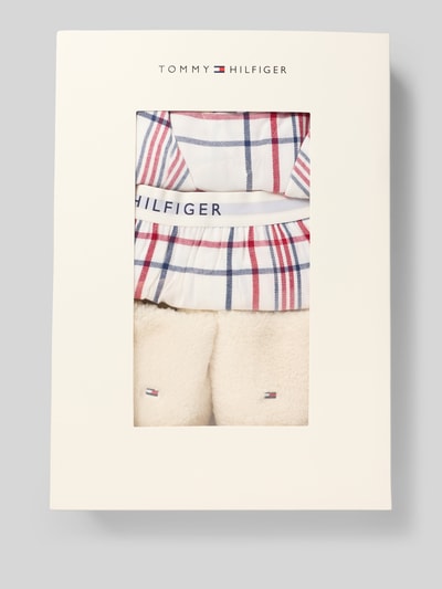 TOMMY HILFIGER Relaxed Fit Pyjama und Hausschuhe im Set mit Viskose-Anteil Offwhite 4