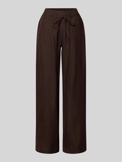 Produktfoto, Leinenhose mit Bindegürtel Modell 'Chiara' von MAC in Braun, Reines Leinen, Wide-Leg-Pants, Elastischer Bund, Eingrifftaschen, glatte Textur