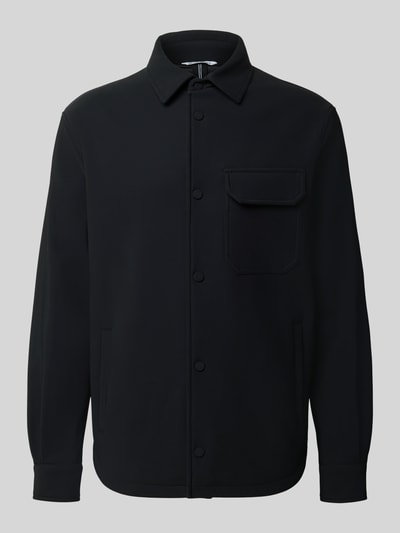 Produktfoto, Overshirt met borstzak en labeldetail van Antony Morato, regular fit, Kentkraag, knoopsluiting, zijzakken, materiaal-mix met stretch, lengte achterkant 80 cm